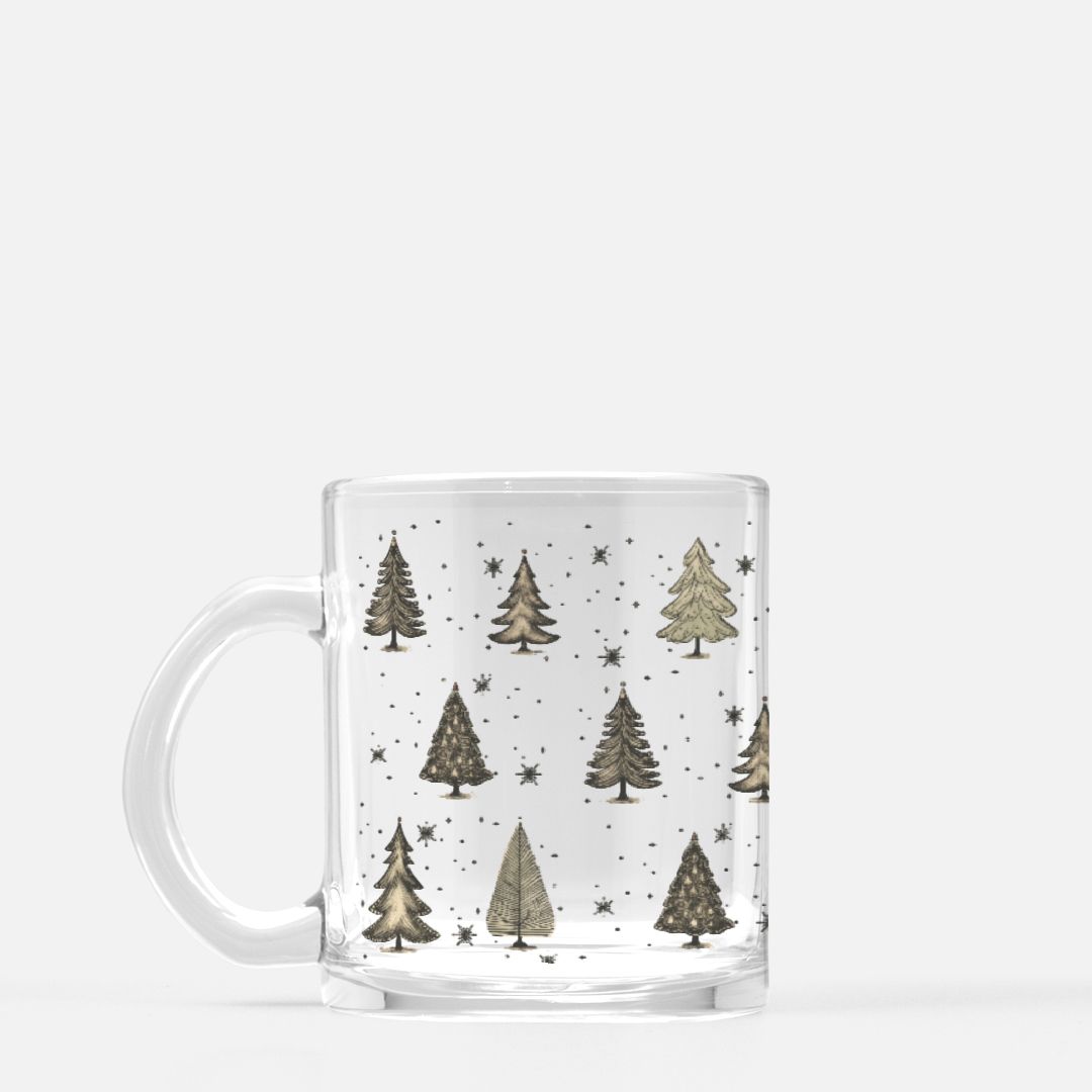 Christmas Tree Clear Glass Mug
