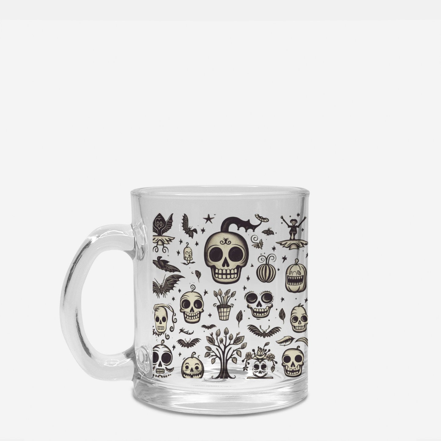 Halloween Skeleton Clear Glass Mug